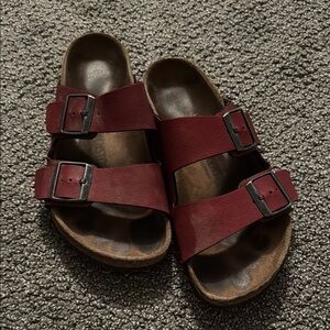 Red Leather Arizona Birkenstocks